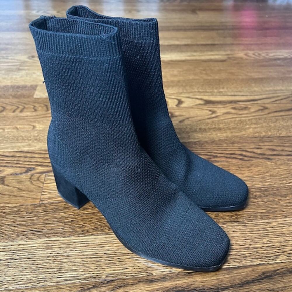 Eileen Fisher Ohm Recycled Stretch Knit Bootie Womens 6.5 Black Pull On Shoes